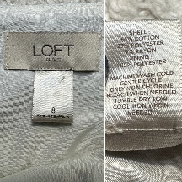 LOFT Illusion Forever Navy Stripe Twill Frayed Seams Lined Mini Skirt Sz: 8 - Picture 9 of 10